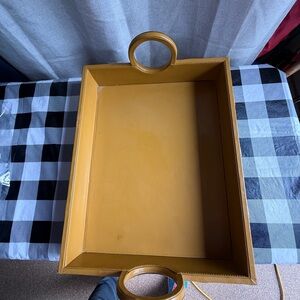 Global Views Mustard Yellow Leather Tray